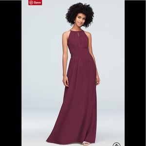 High-Neck Chiffon Bridesmaid Dress with Keyhole